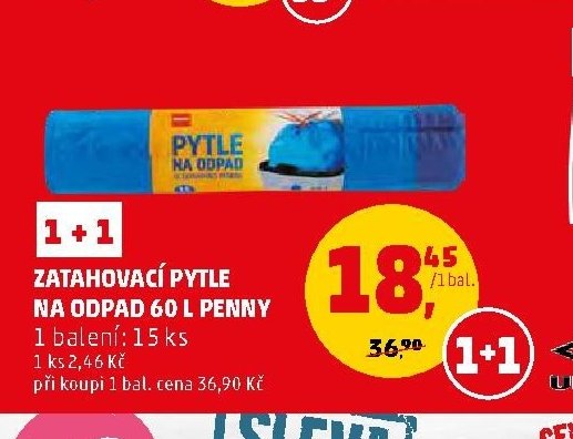 Zatahovací pytle na odpad 60 l Penny