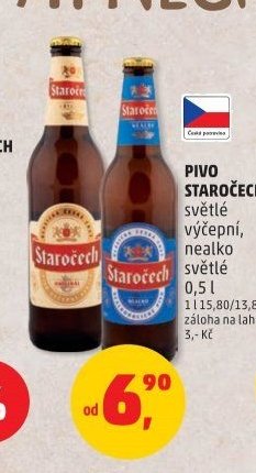 STAROČECH světlé výčepní, nealko světlé 0,5 l