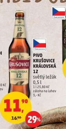 KRUŠOVICE KRÁLOVSKÁ 12 světlý ležák 0,5 l