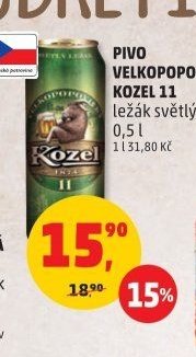 VELKOPOPOVICKÝ KOZEL 11 ležák světlý, plech 0,5 l