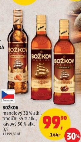 BOŽKOV mandlový 30%, tradiční 35%, kávový 30% 0,5 l