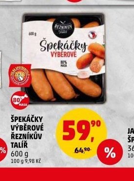 ŠPEKÁČKY VÝBĚROVÉ ŘEZNÍKŮV TALÍŘ 600 g