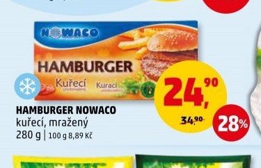 Hamburger Nowaco kuřecí, mražený 280 g