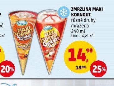 Zmrzlina Maxi Kornet různé druhy mražená 240 ml