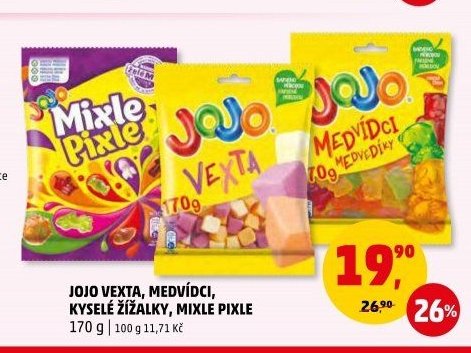 Jojo Vexta, Medvídci, Kyselé žížalky, Mixle Pixle