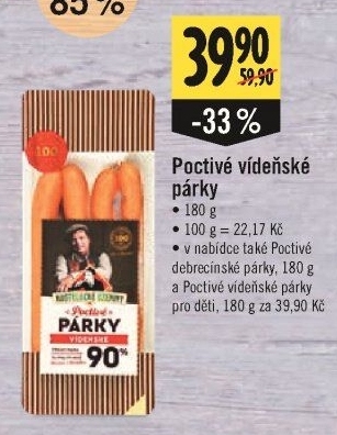 Párky vídeňské poctivé Kostelecké uzeniny