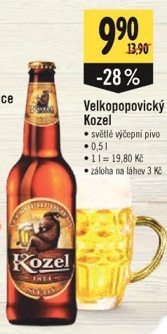 Pivo světlé výčepní 10°Velkopopovický Kozel