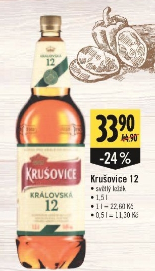 Pivo světlý ležák 12° Krušovice