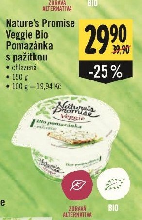 Nature's Promise Veggie Bio Pomazánka s pažitkou