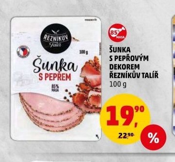 ŠUNKA S PEPŘOVÝM DEKOREM ŘEZNÍKŮV TALÍŘ
