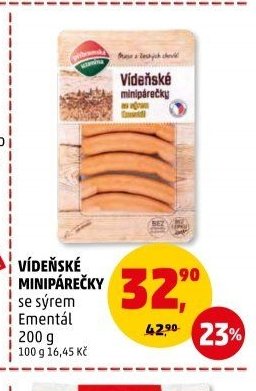 VÍDEŇSKÉ MINIPÁREČKY se sýrem Ementál 200 g