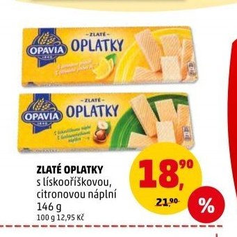 ZLATÉ OPLATKY s lískooříškovou, citronovou náplní
