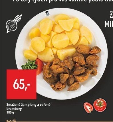 Smažené žampiony a vařené brambory