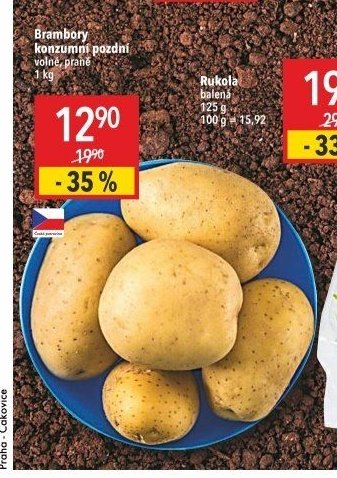 Brambory konzumní pozdní volné, prané 1 kg
