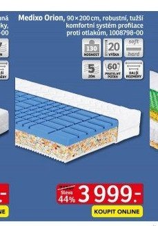 Medixo Orion, 90 x 200 cm, robustní, tužší komfortní systém profilace proti otlakům - ASKO akcniletaky.com