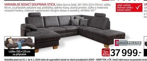 VARIABILNÍ SEDACÍ SOUPRAVA STICK - ASKO akcniletaky.com
