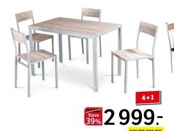 Jídelní set, dub sonoma/stříbrná - ASKO akcniletaky.com