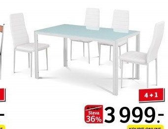 Jídelní set, bílá/sklo - ASKO akcniletaky.com