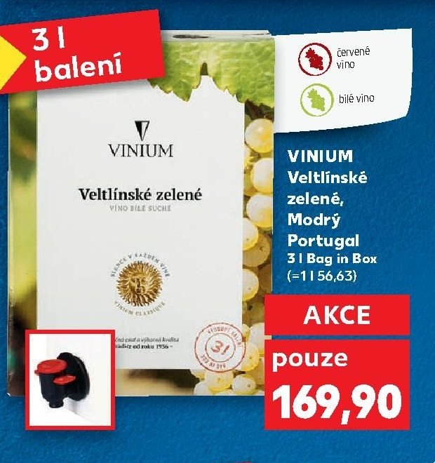 VINIUM Veltlínské zelené, Modrý Portugal 3 l Bag in Box