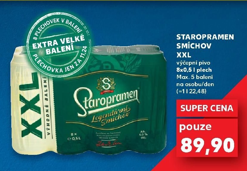 STAROPRAMEN SMÍCHOV XXL výčepní pivo 8x0,5 l plech