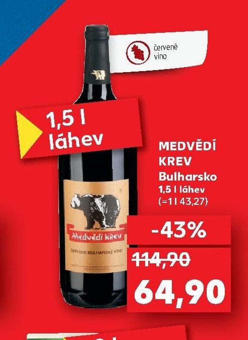 MEDVĚDÍ KREV Bulharsko 1,5 l