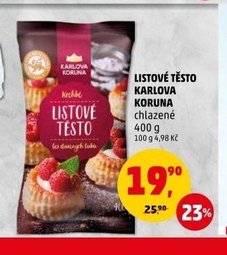 LISTOVÉ TĚSTO KARLOVA KORUNA