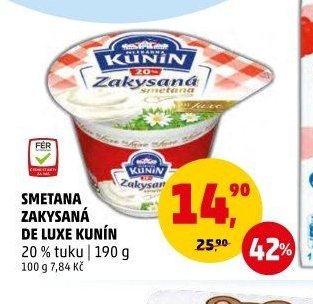 Smetana zakysaná De Luxe Kunín 190 g