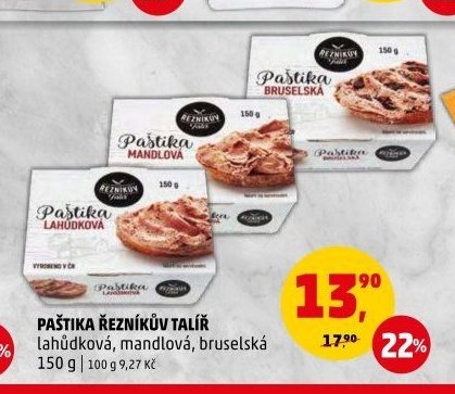 PAŠTIKA ŘEZNÍKŮV TALÍŘ lahůdková, mandlová, bruselská