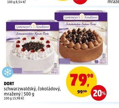 DORT schwarzwaldský, čokoládový, mražený