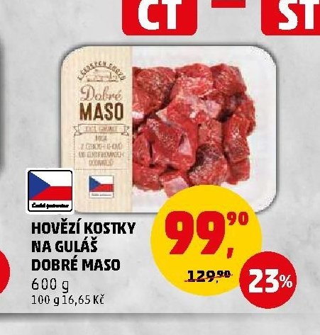 HOVĚZÍ KOSTKY NA GULÁŠ DOBRÉ MASO