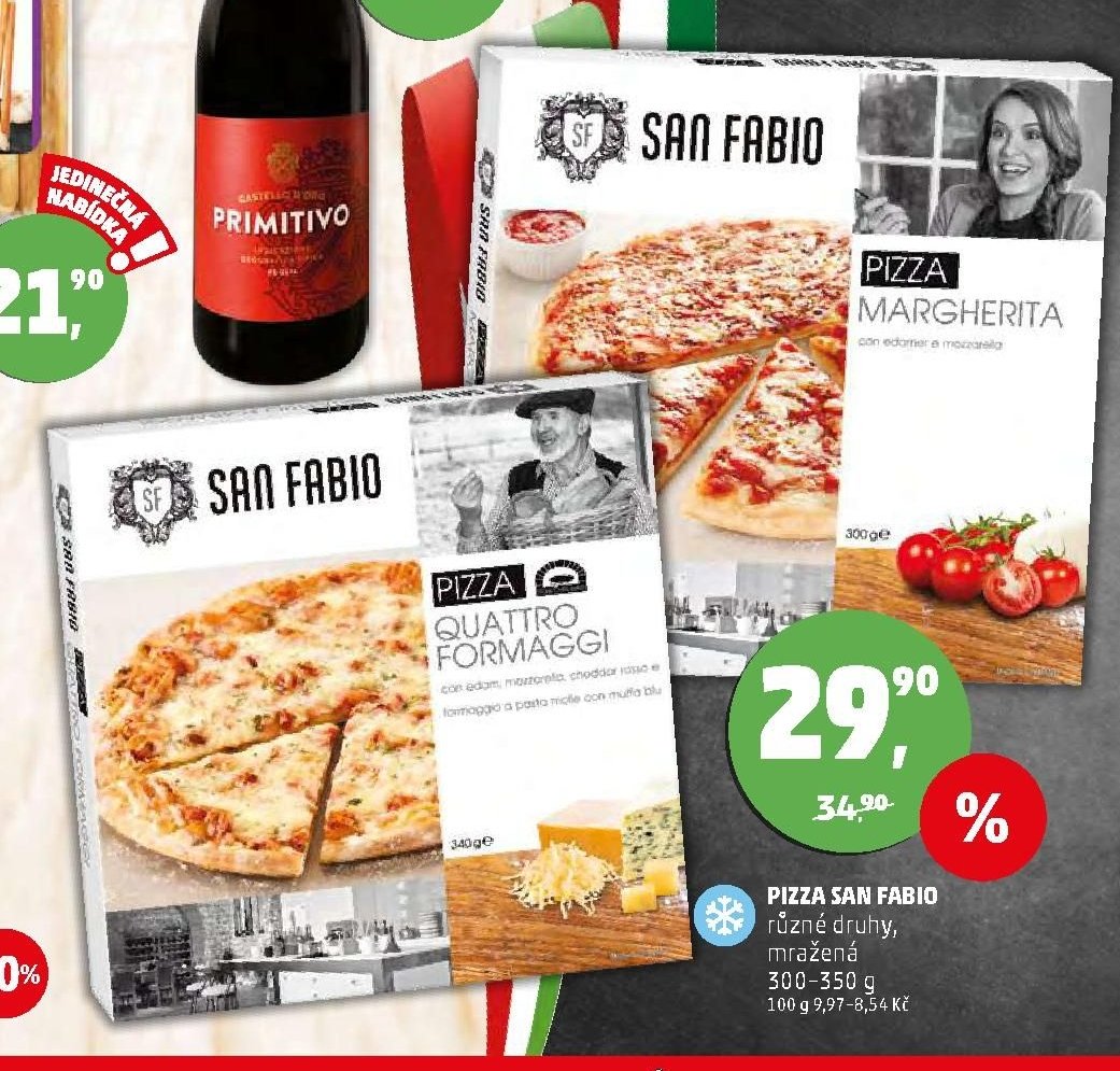 PIZZA SAN FABIO různé druhy, mražená 300-350 g