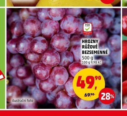 Hrozny růžové bezsemenné