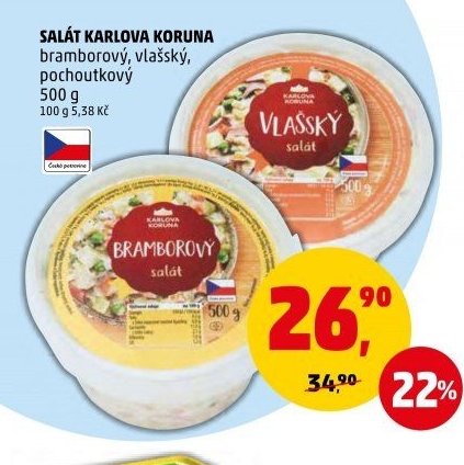 Salát Karlova Koruna bramborový, vlašský, pochoutkový