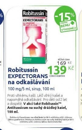 Robitussin EXPECTORANS na odkašlávání