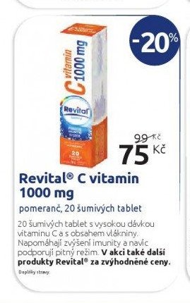Revital C vitamin 1000 mg pomeranč, 20 šumivých tablet