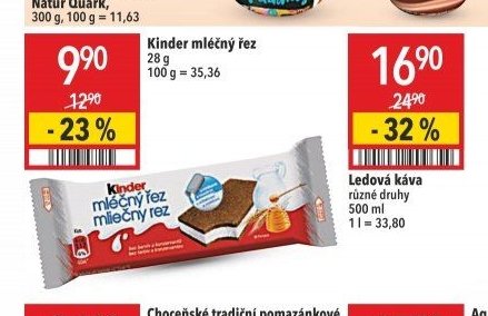 Kinder mléčný řez