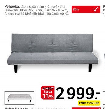 Pohovka, látka šedá nebo krémová / bílé lemování - ASKO akcniletaky.com