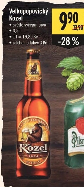 Pivo světlé výčepní 10°Velkopopovický Kozel