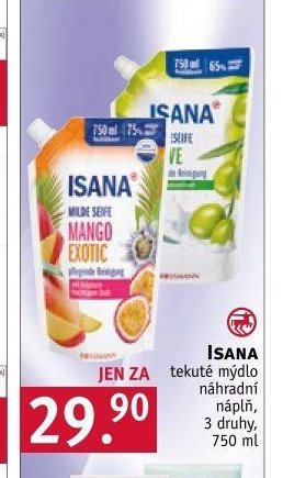 ISANA tekuté mýdlo náhradní náplň, 3 druhy, 750 ml