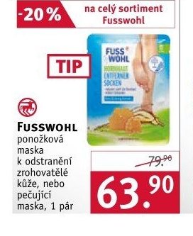 FUSSWOHL ponožková maska k odstranění zrohovatělé kůže, nebo pečující maska, 1 pár