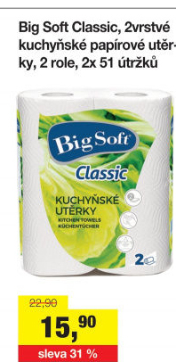 Utěrky kuchyňské 2vrstvé Classic Big Soft