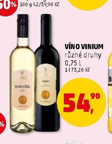 VÍNO VINIUM různé druhy 0,75 l