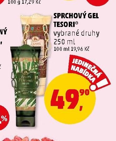 SPRCHOVÝ GEL TESORI vybrané druhy 250 ml