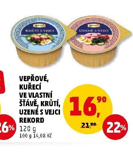 VEPŘOVÉ, KUŘECÍ VE VLASTNÍ ŠŤÁVĚ, KRŮTÍ, UZENÉ S VEJCI REKORD