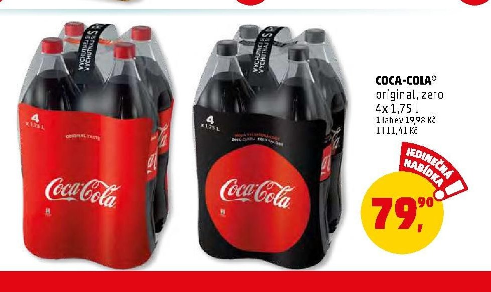 COCA-COLA original, zero 4x 1,75 l