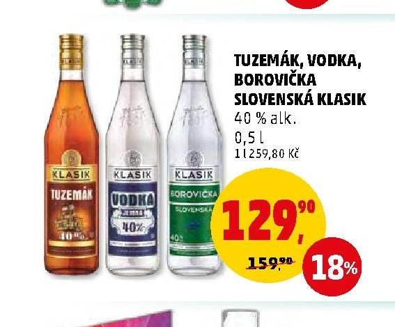 TUZEMÁK, VODKA, BOROVIČKA SLOVENSKÁ KLASIK