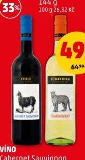 Víno Cabernet Sauvignon, Chardonnay, Shiraz-Cabernet, Sauvignon Blanc 0,75 l