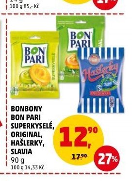 BONBONY BON PARI SUPERKYSELÉ, ORIGINAL, HAŠLERKY, SLAVIA