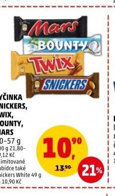 TYČINKA SNICKERS, TWIX, BOUNTY, MARS