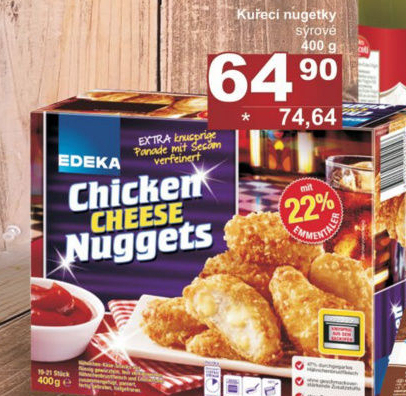 Nugetky kuřecí sýrové mražené Edeka